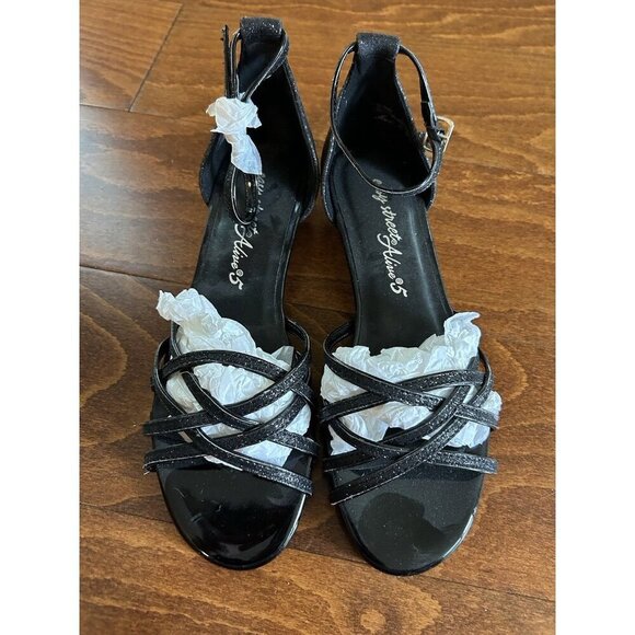 Easy Street Tarrah Wedge Womens 6.5 M Black Glitter Open Toe Sandals NEW - Picture 3 of 5